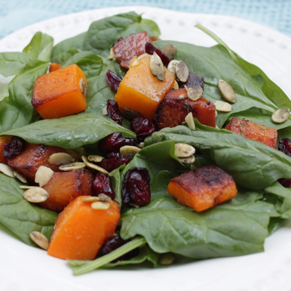 Roasted Butternut Squash Spinach Salad