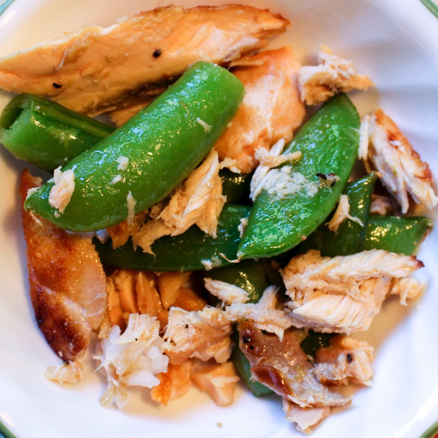 Salmon snap pea side dish