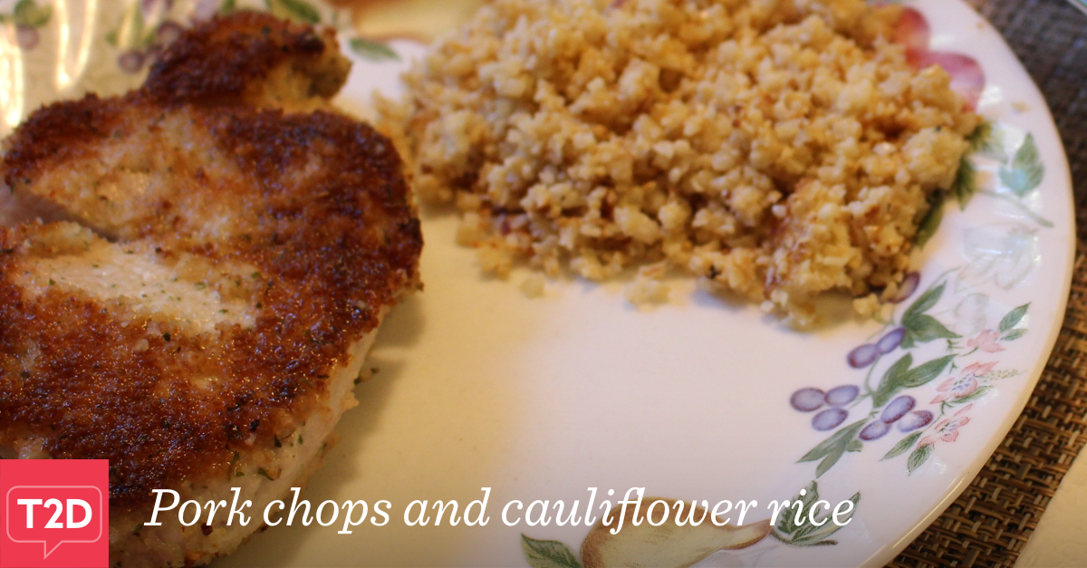 Pork Chops and Cauliflower Rice Recipe | Type2Diabetes.com