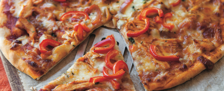 Barbecued Chicken Pizza with Red Peppers