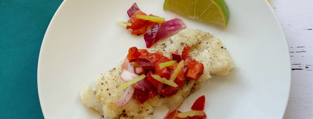 Baked Alaskan Cod with Strawberry Salsa image