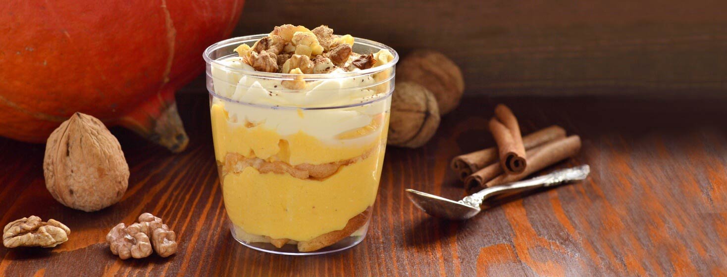 Pumpkin yogurt with walnuts