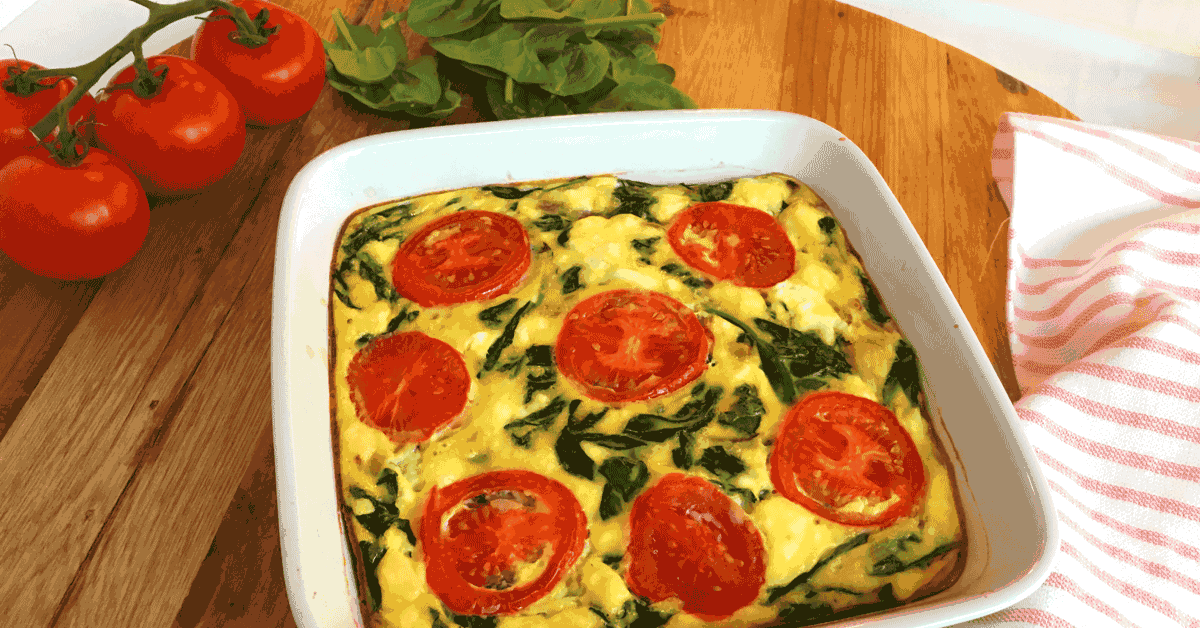 Spinach, Feta, and Tomato Egg Bake Recipe | Type2Diabetes.com