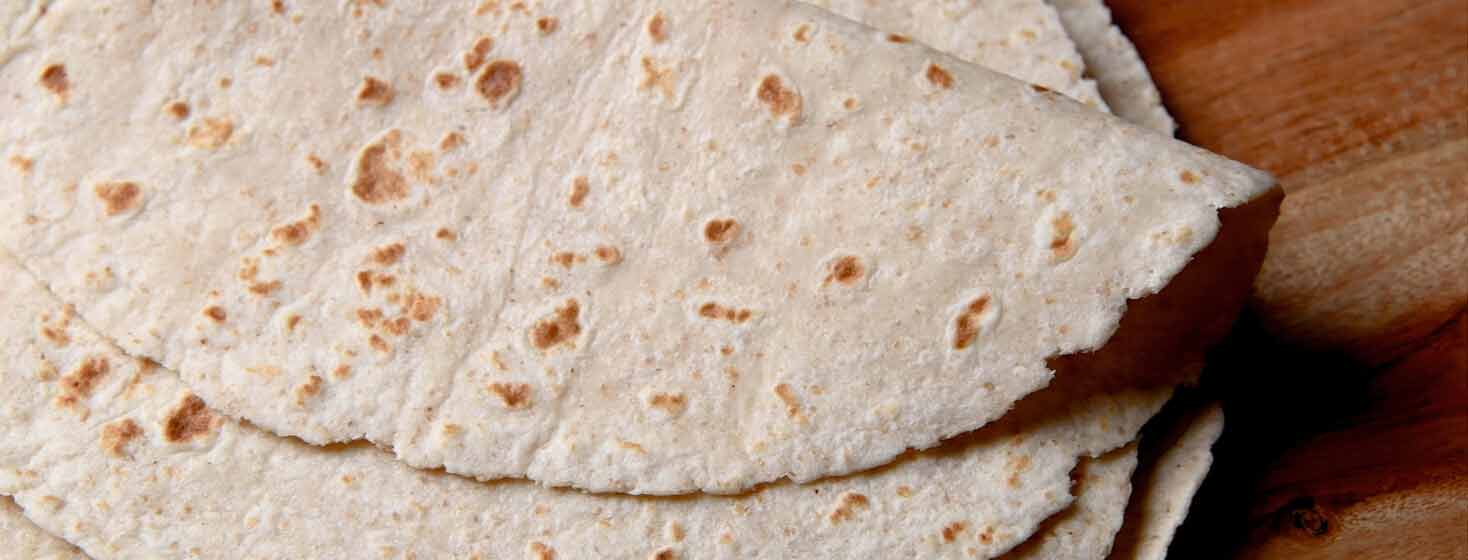 Stack of whole wheat tortillas