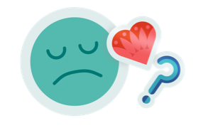 sad face, heart, and question mark stickers