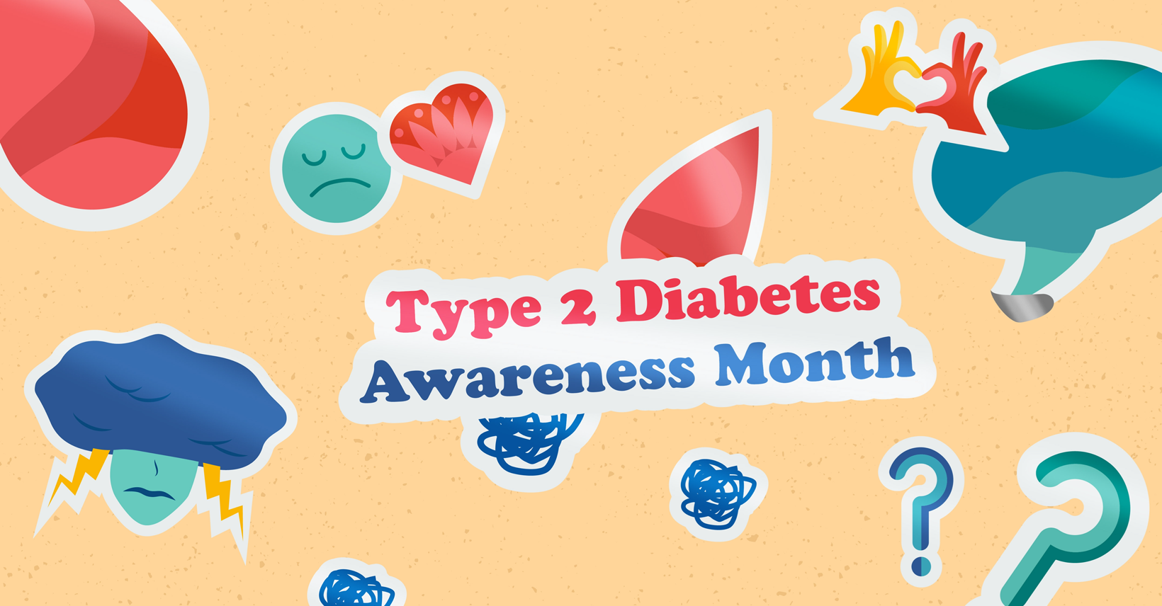 Stickers representing different emotions for type 2 diabetes awareness month