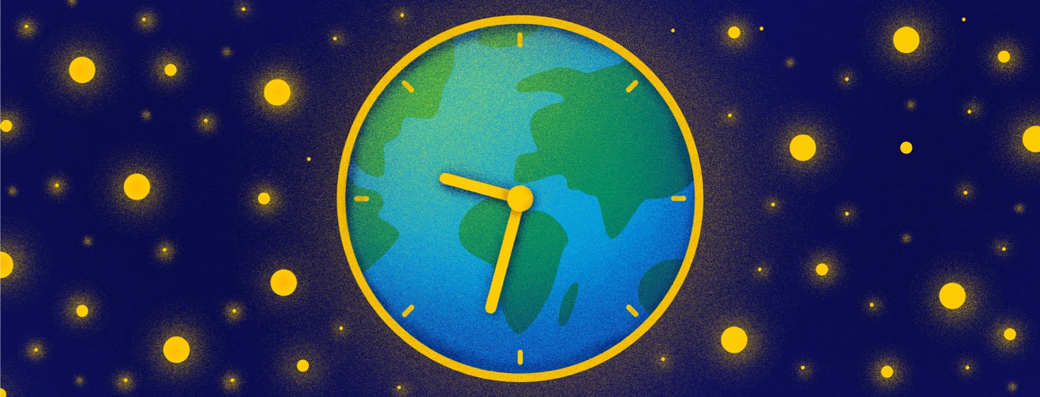 the earth with a clock on top of it