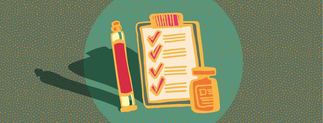 A completed checklist in between oral and self-injected medicines.